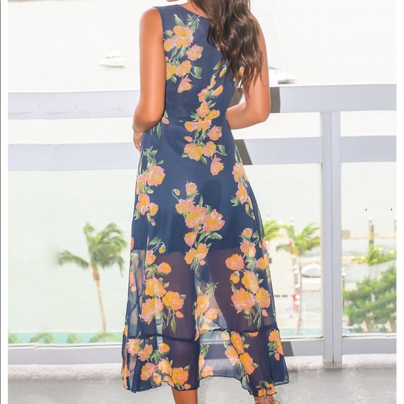 Saved by The Dress Blue Floral High Low Wrap Dress - Picture 3 of 6